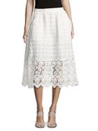 Saks Fifth Avenue Black Floral-lace Cotton Skirt