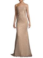 Rene Ruiz Metallic Strapless Gown