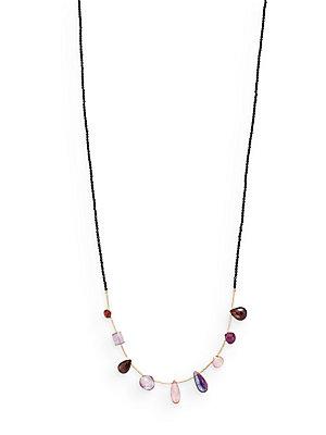 Eva Hanusova Multigem Majus Beaded Mixed Stone Necklace/goldtone