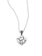 John Hardy Kali Blue Topaz & Sterling Silver Lava Heart Pendant Necklace