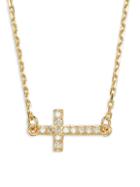 Saks Fifth Avenue 14k Yellow Gold & Diamond Horizontal Cross Pendant Necklace