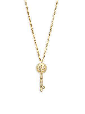 Casa Reale Diamond And 14k Yellow Gold Key Pendant Necklace