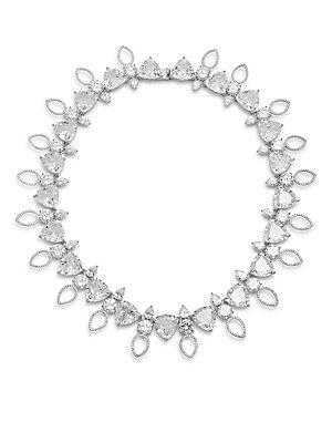 Noir Cubic Zirconia & Crystal Studded Necklace- 16in