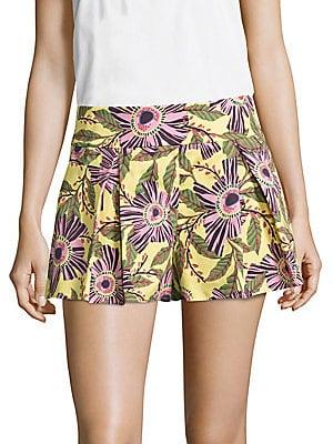 Redvalentino Pleated Floral-print Shorts