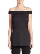 Brandon Maxwell Piped Off-the-shoulder Tunic