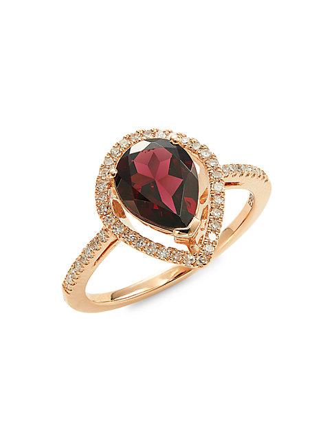 Effy 14k Rose Gold Rhodolite & Diamond Ring
