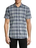 John Varvatos Grid-plaid Short-sleeve Shirt