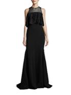 Theia Ruffled Lace Trumpet Gown