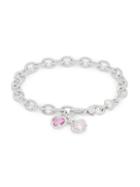 Judith Ripka La Petite Sterling Silver & Pink Crystal Charm Bracelet