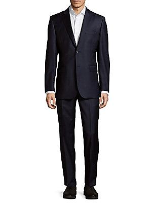 Saks Fifth Avenue Checkered Dark Wool Suit