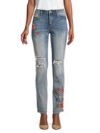 Driftwood Floral Embroidered Straight-leg Jeans