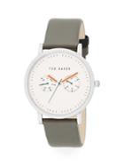 Ted Baker Round Stainless Steel & Leather Chronograph Watch
