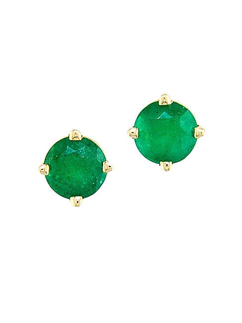 Effy 14k Yellow Gold & Emerald Stud Earrings