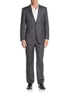 Saks Fifth Avenue Made In Italy Trim-fit Wool Textured Suit