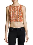 Alice + Olivia Embroidered Cropped Top
