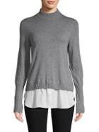 Saks Fifth Avenue Mockneck Wool-blend Twofer Sweater
