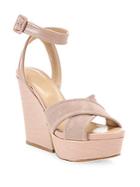 Sergio Rossi Hannelore Suede & Leather Wedge Sandals