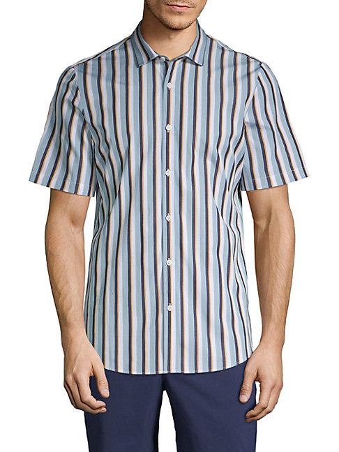 Pure Navy Striped Short-sleeve Shirt