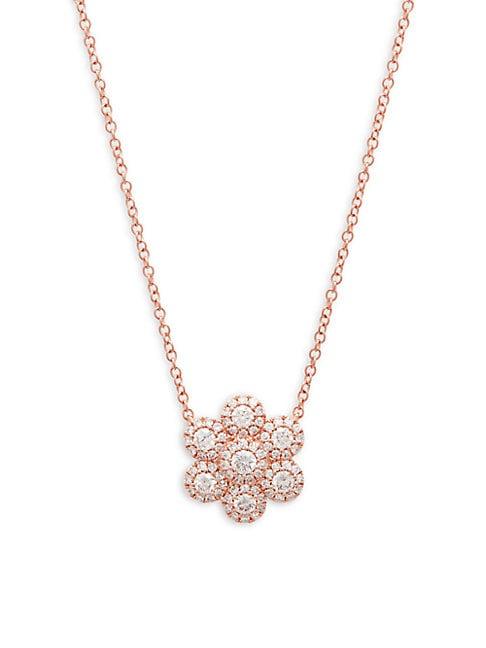 Diana M Jewels 14k Rose Gold & 0.47 Tcw Diamond Flower Pendant Necklace