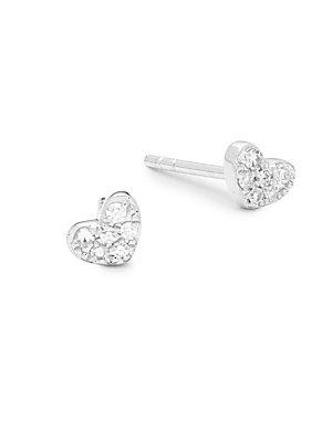 Kc Designs Heart Diamond And 14k White Gold Stud Earrings