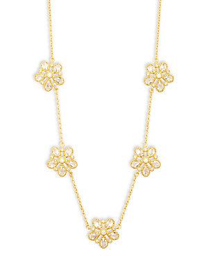 Freida Rothman Classic Cz & 14k Gold-plated Sterling Silver Floral Station Necklace