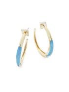 Alexis Bittar Lucite Blue Opal & 10k Gold-plated Crescent Hoop Earrings