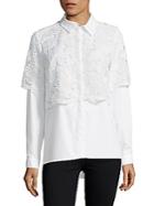 French Connection Lace Cotton Button-down Shirt