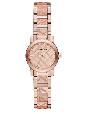 Burberry Rose Goldtone Stainless Steel Check Etched Bracelet Watch/26mm
