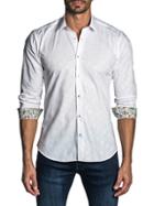 Jared Lang Semi-fit Floral-trim Jacquard Shirt