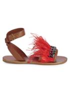 Miu Miu Feather & Crystal Embellished Sandals