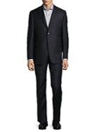 Saks Fifth Avenue Made In Italy Plaid Dark Wool Suit