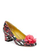 Charlotte Olympia Oprah Striped Rose-print Leather Pumps