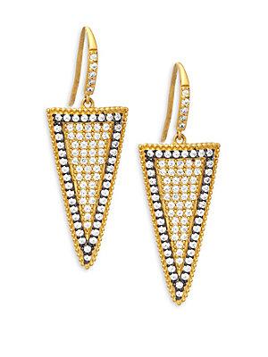 Freida Rothman Pave Slice Gold Plated Drop Earrings