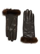 Saks Fifth Avenue Leather & Mink Fur Gloves