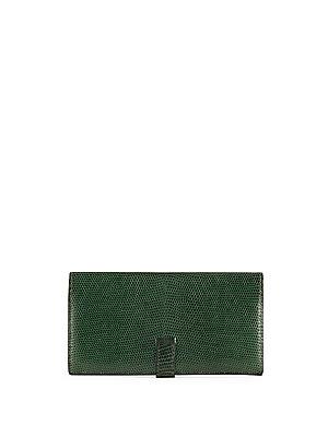 Herm S Vintage Green Lizard Bearn Wallet