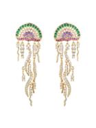 Eye Candy La 18k Goldplated & Cubic Zirconia Jellyfish Drop Earrings