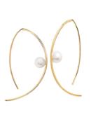 Gabi Rielle 22k Goldplated & 10mm Freshwater Pearl Curve Hoop Earrings
