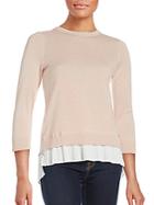 Calvin Klein Pleated Cotton Blend Sweater