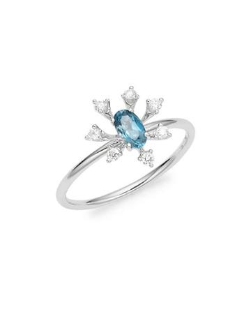 Hueb 18k White Gold Sapphire & Diamond Spoked Ring