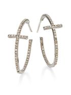 Bavna 1.38 Tcw Diamond & Sterling Silver Cross Hoop Earrings/1.25