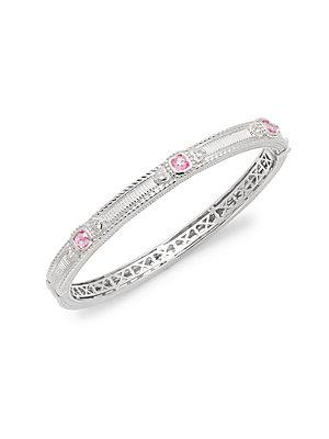 Judith Ripka Romance Pink Corundum & White Sapphire Bangle Bracelet