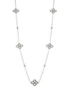 Freida Rothman Classic Cubic Zirconia And Sterling Silver Open Pave Clover Station Long Wrap Necklace