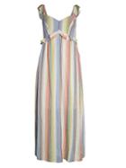 For The Republic Rainbow Striped Ruffle Maxi Dress