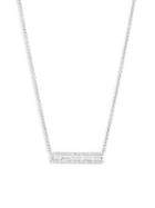 Ef Collection Diamond And 14k White Gold Baguette Bar Pendant Necklace