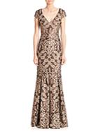 Theia Printed Fit-&-flare Gown