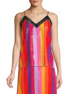 Olivia Rubin Rainbow Stripe Sequin Top