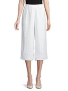 Saks Fifth Avenue Embroidered Cropped Linen Pants