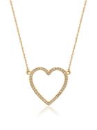 Gabi Rielle 14k Gold Vermeil & Cubic Zirconia Pav&eacute; Open Heart Pendant Necklace