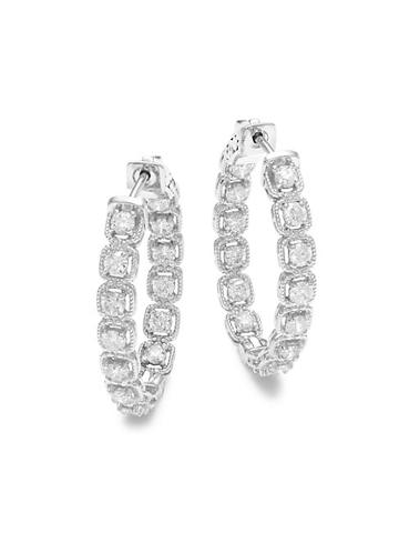 Diana M Jewels 14k White Gold & 2.0 Tcw Diamond Hoop Earrings