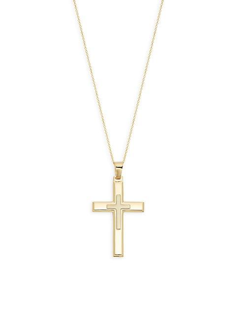 Sphera Milano 14k Gold Cross Pendant Necklace